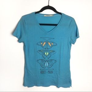 5/$25 Abbot Main Blue Butterfly Graphic T-Shirt